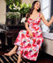 Bustier Dress With Printed Chiffon